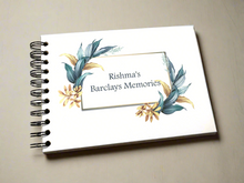 Personalised Blue Gold Leaf A3/A4/A5 Scrapbook, Photo Album, Guest Book, Memory Book, Event Gift