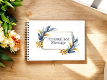 Personalised Blue Gold Leaf A3/A4/A5 Scrapbook, Photo Album, Guest Book, Memory Book, Event Gift
