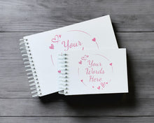 A3 A4 A5 Personalised Heart Border Rose Gold Scrapbook Photo Album, White Hardboard, Wire Binding, Landscape, Matte Pink