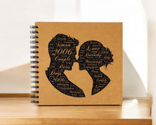 Personalised A3/A4/A5/Square Couples Husband Wife Word Art, Scrapbook, Photo Album, Typography Cloud, Guestbook