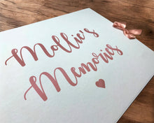 BOW Rose Gold Pink Personalised A5/A4/A3/Square Scrapbook, Photo Album, Guest Book, Memory Book