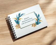 Personalised Blue Gold Leaf A3/A4/A5 Scrapbook, Photo Album, Guest Book, Memory Book, Event Gift