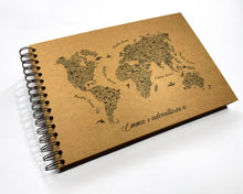 Personalised A5/A4/A3 WORD ART World Map Scrapbook Travel Journal, Photo Album, Gift