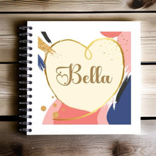 Personalised Love Heart Geometric Square Scrapbook, 8x8 or 12x12, Photo Album, Guest Book, Memory Book