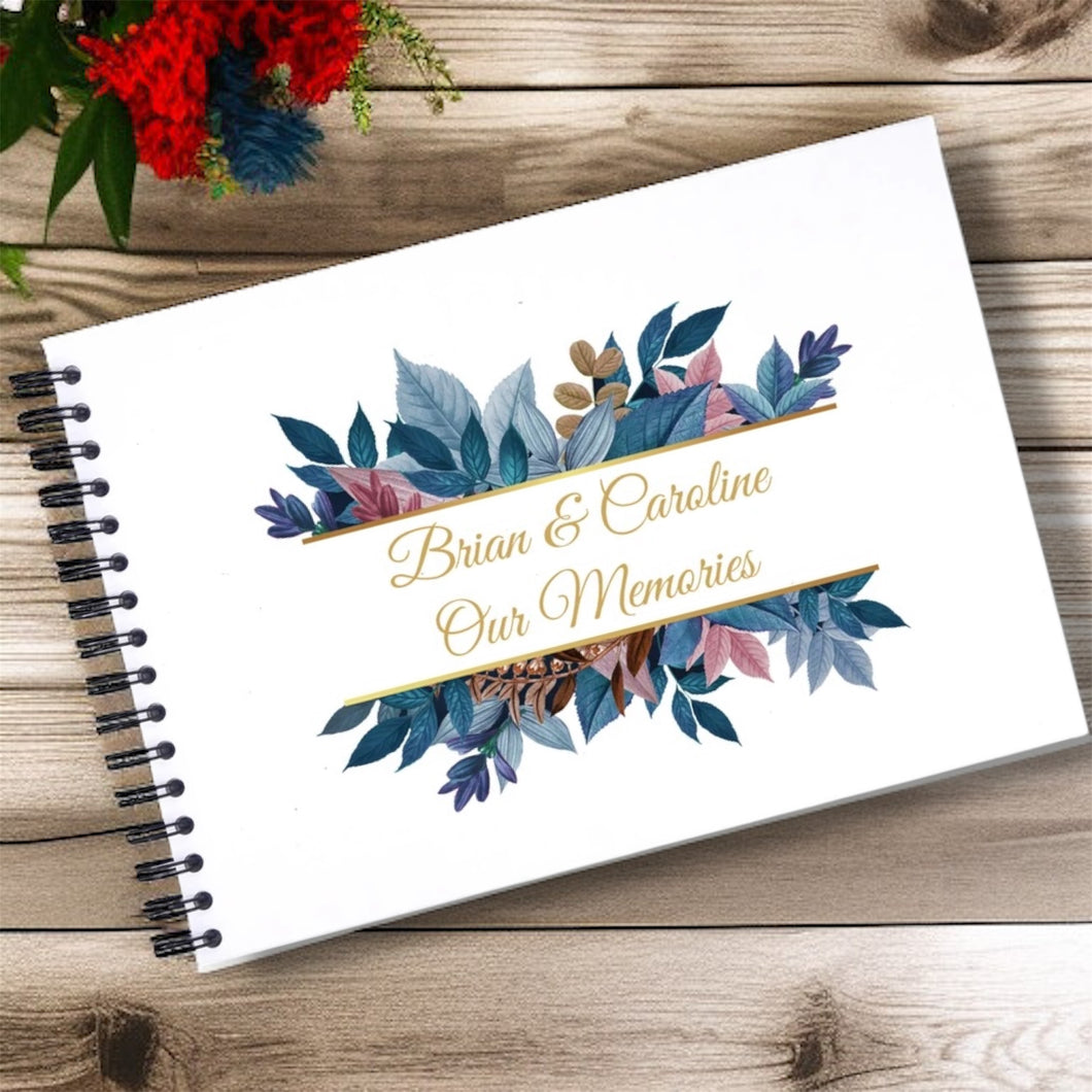 Personalised Blue Purple Leaf Banner A3/A4/A5 Scrapbook, Photo Album, Guest Book, Memory Book, Event Gift