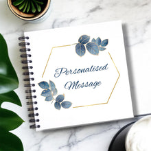 Personalised Hexagon Blue Gold Leaf A3/A4/A5 Scrapbook, Photo Album, Guest Book, Memory Book, Special Gift