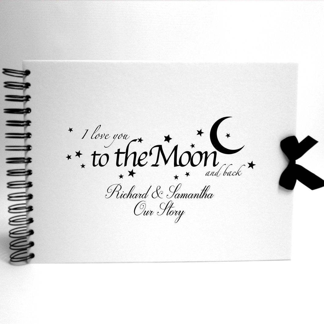 Personalised White Scrapbook A5 A4 Moon and Back, Photo Album, Keepsake