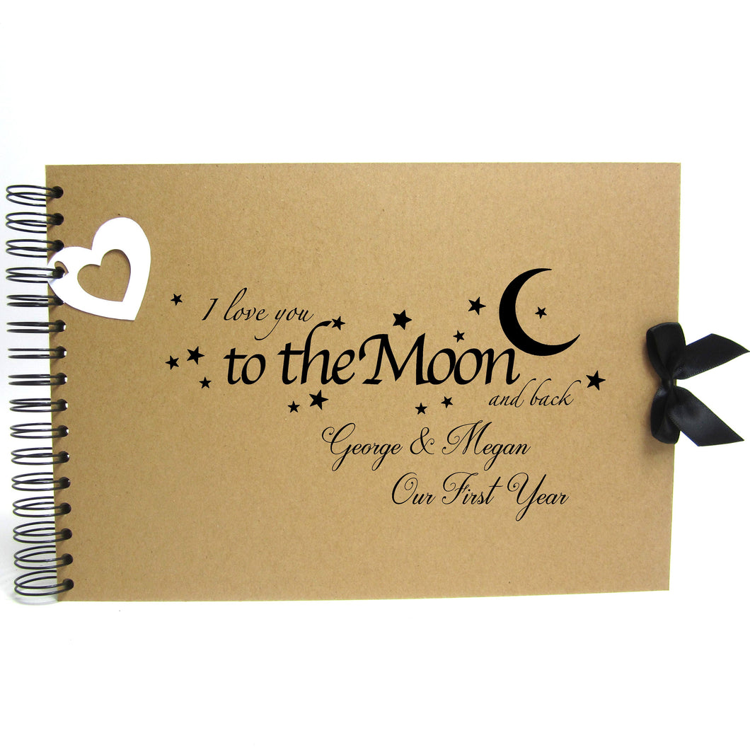 Personalised Kraft Scrapbook A5 A4 Moon and Back, Photo Album, Keepsake