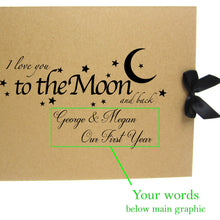 Personalised Kraft Scrapbook A5 A4 Moon and Back, Photo Album, Keepsake