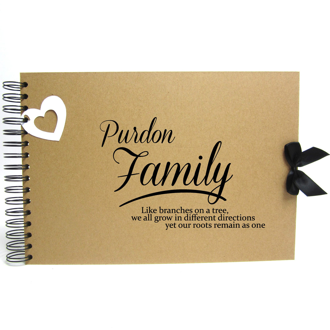 Personalised Kraft Scrapbook A5 A4 Family Tree Roots, Photo Album, Keepsake