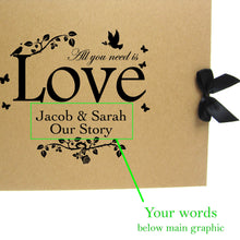 Personalised Kraft Scrapbook A5 A4 All You Need is Love, Photo Album, Keepsake