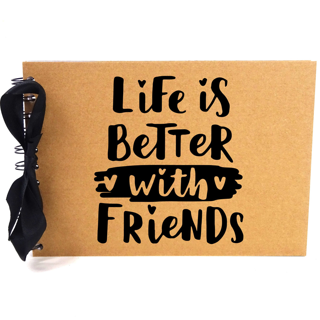 Ribbon, Life Better with Friends, Photo Album, Scrapbook, Blank White Pages, A5