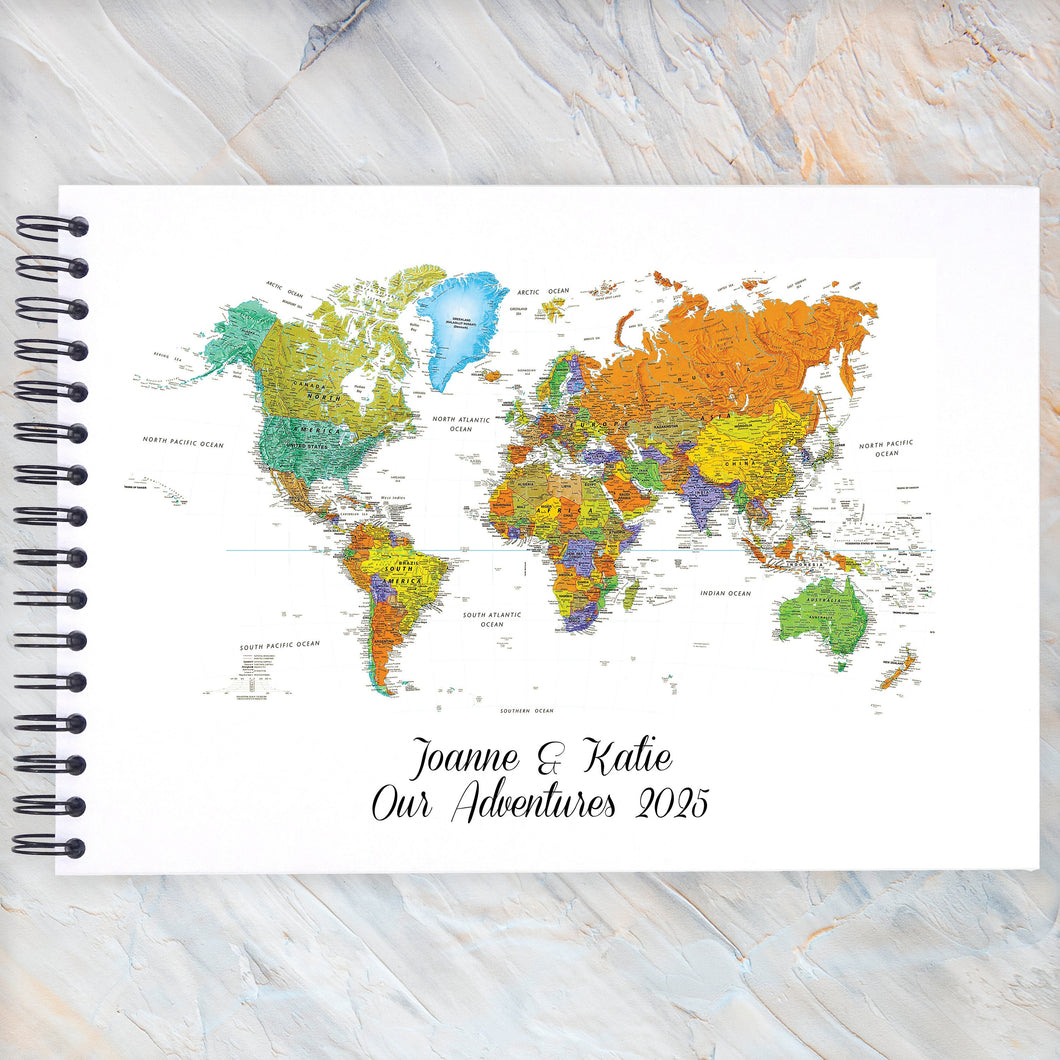 Personalised Splash Scrapbook A5 A4 A3 WORLD MAP, Photo Album, Keepsake