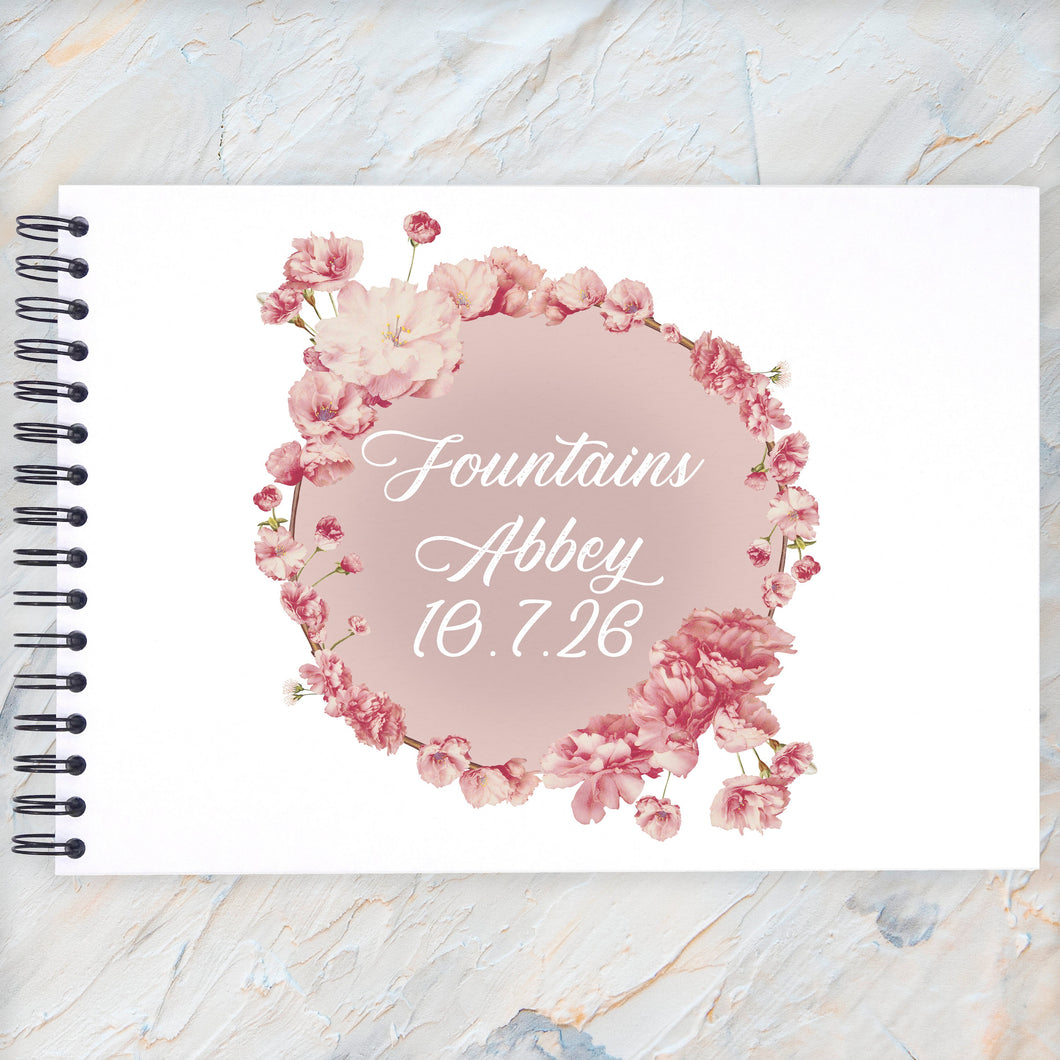 Personalised Pink Flowers Blossom A5/A4/A3/Square Scrapbook, Photo Album, Guest Book, Memory Book