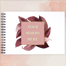 Personalised Pink Leaves Leaf Floral A5/A4/A3/Square Scrapbook, Photo Album, Guest Book, Memory Book