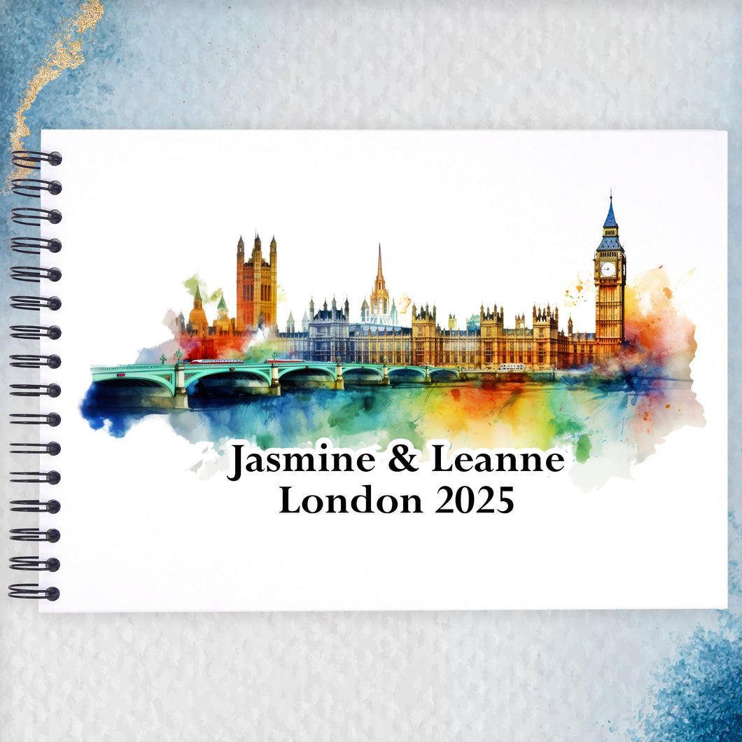 Personalised London Paint A3/A4/A5/Square Travel Holiday Scrapbook, Memory, Photo Album, England, UK
