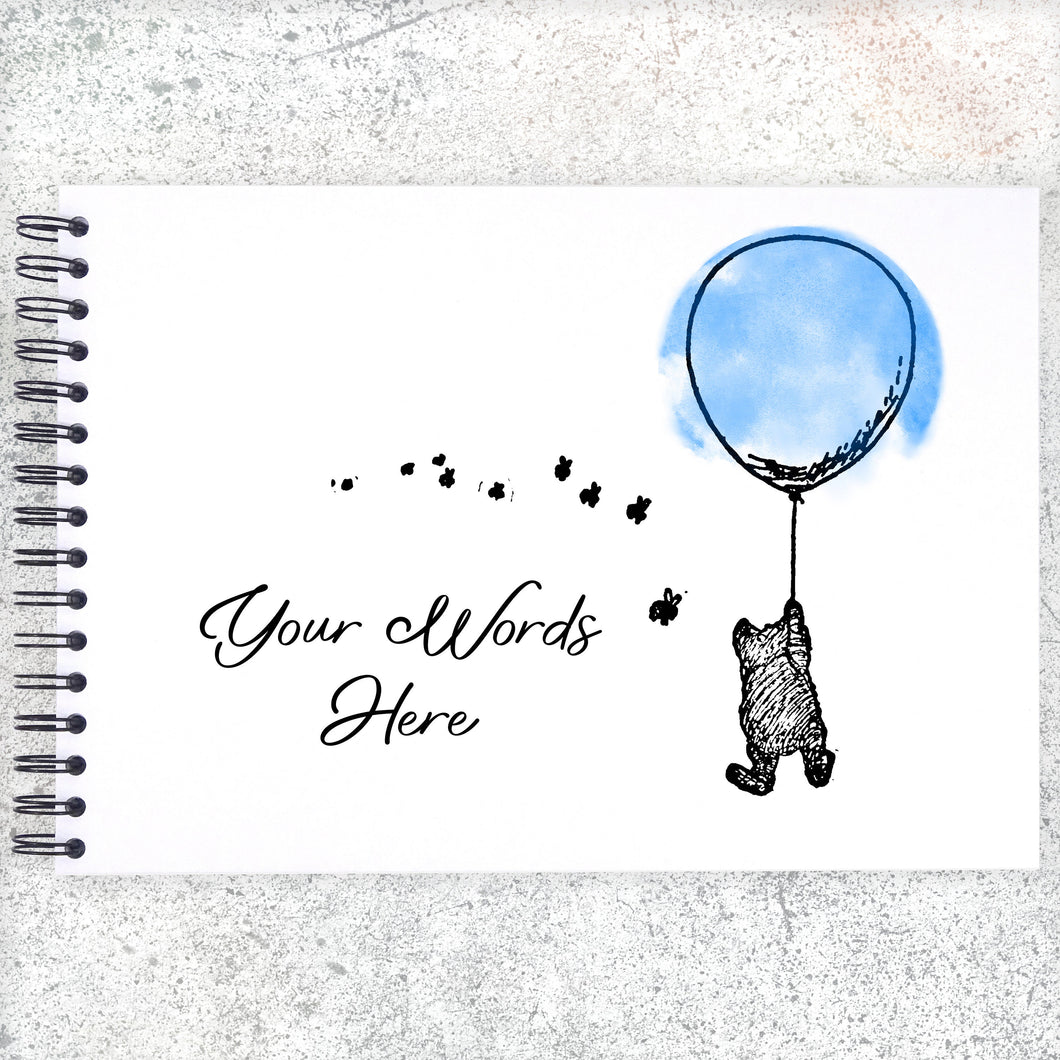 Personalised Blue Balloon Winnie Pooh A3/A4/A5/Square Scrapbook, Photo Album, Memory Book, Special Gift