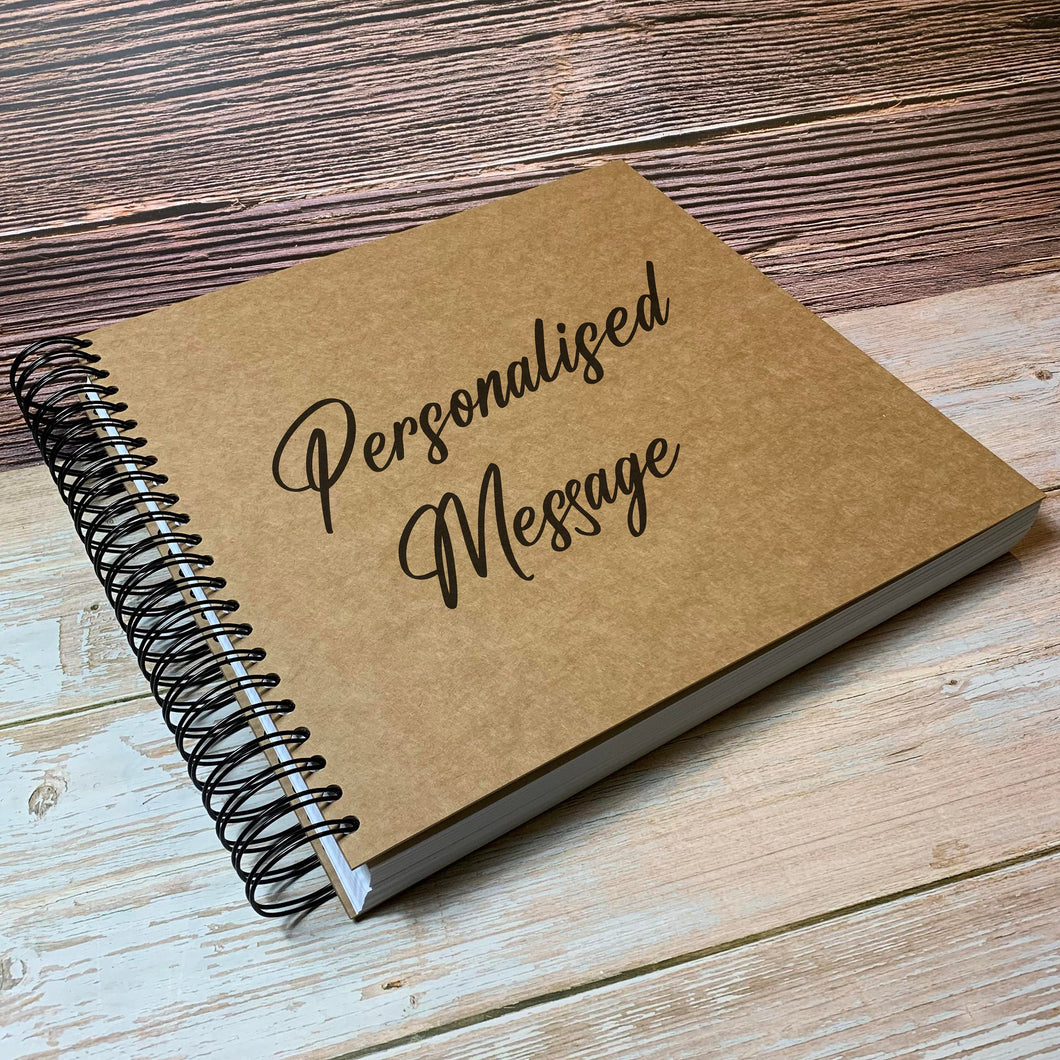 100 Pages A3 Square Blank or Personalised LARGE Photo Album, Guestbook, Scrapbook, Keepsake, Landscape, XL, White Black Kraft Card Sheets