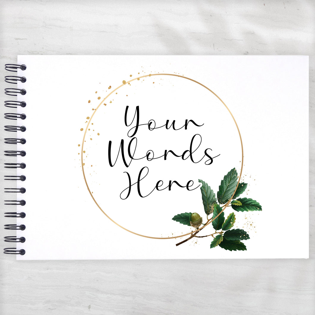 Personalised Gold Ring Leaf Border A3/A4/A5/Square Travel Holiday Scrapbook, Memory, Photo Album, Floral