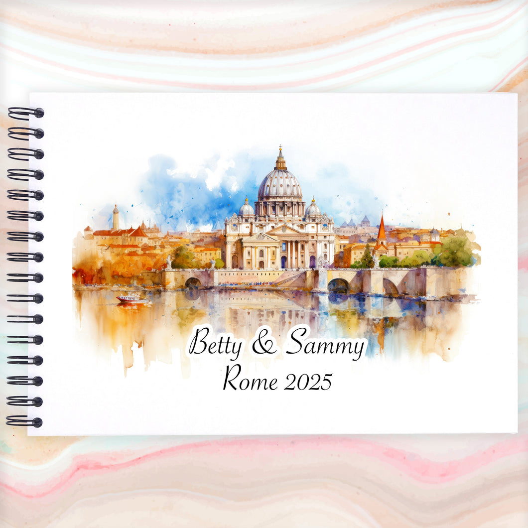 Personalised Rome Paint A3/A4/A5/Square Travel Holiday Scrapbook, Memory, Photo Album, Italy, Europe