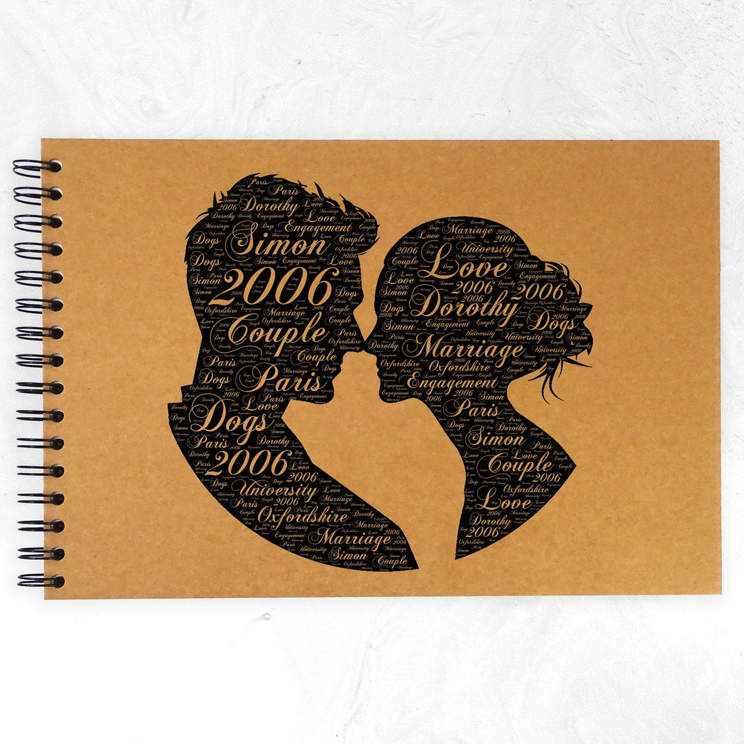 Personalised A3/A4/A5/Square Couples Husband Wife Word Art, Scrapbook, Photo Album, Typography Cloud, Guestbook