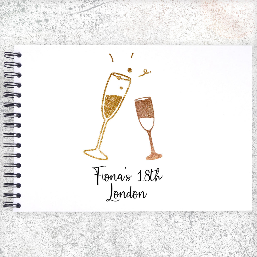 Personalised Champagne Glass A3/A4/A5/Square, Scrapbook, Photo Album, Celebration Memory Book, Guestbook