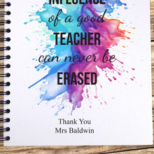 Personalised Teacher Notebook, A4 A5, Portrait Journal Diary, 200 Pages (100 Sheets), Lined/Ruled White Leafs