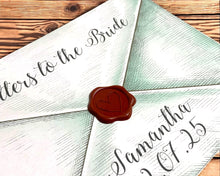 Personalised Envelope Letters to the Bride, Scrapbook, Photo Album, Keepsake, Wax Seal Embellishment, A5 Landscape