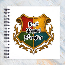 Personalised A3/A4/A5/Square Wizard School Scrapbook Photo Album, Memory Gift, World, Spell Book, Adventure Photo Album, Magic, Crest Shield