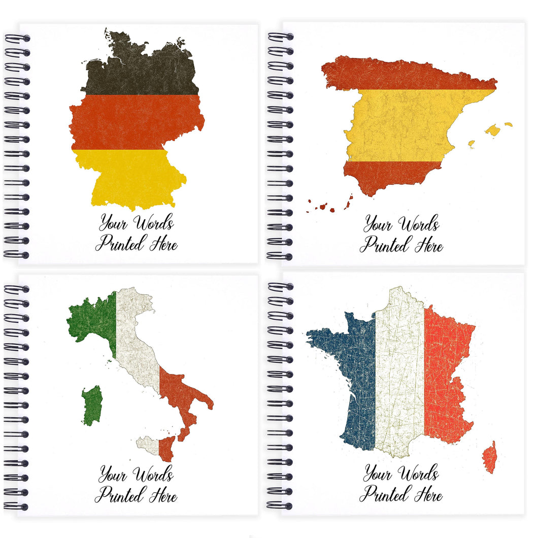 Personalised Flag Country Shape Outline Border Travel Holiday Scrapbook, Memory, Photo Album, Journal