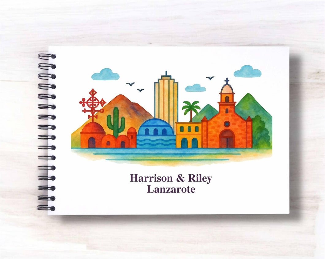 Personalised Lanzarote Canary Islands A3/A4/A5/Square Travel Holiday Scrapbook, Memory, Photo Album, Spain
