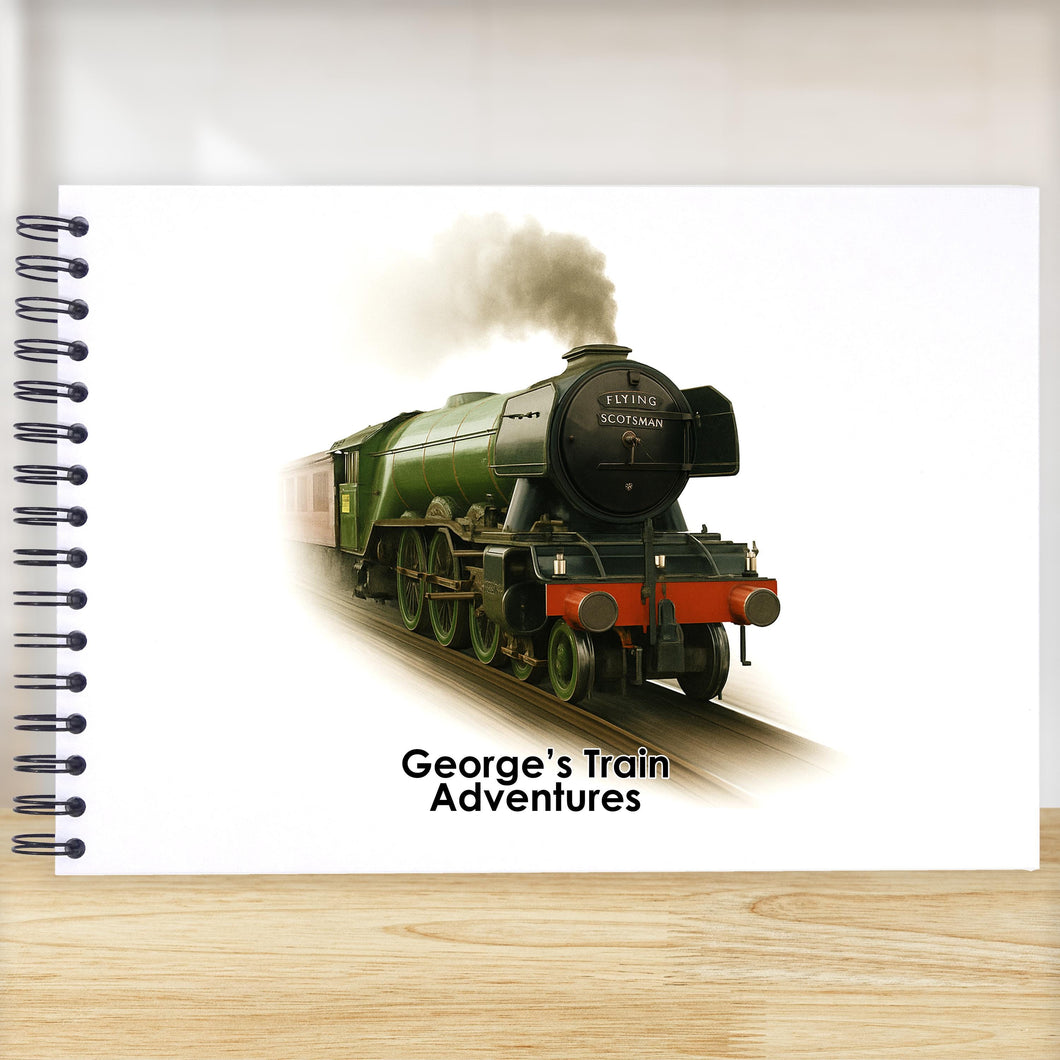 Personalised Flying Scotsman Train A5/A4/A3/Square Scrapbook, Photo Album, Guest Book, Memory Book