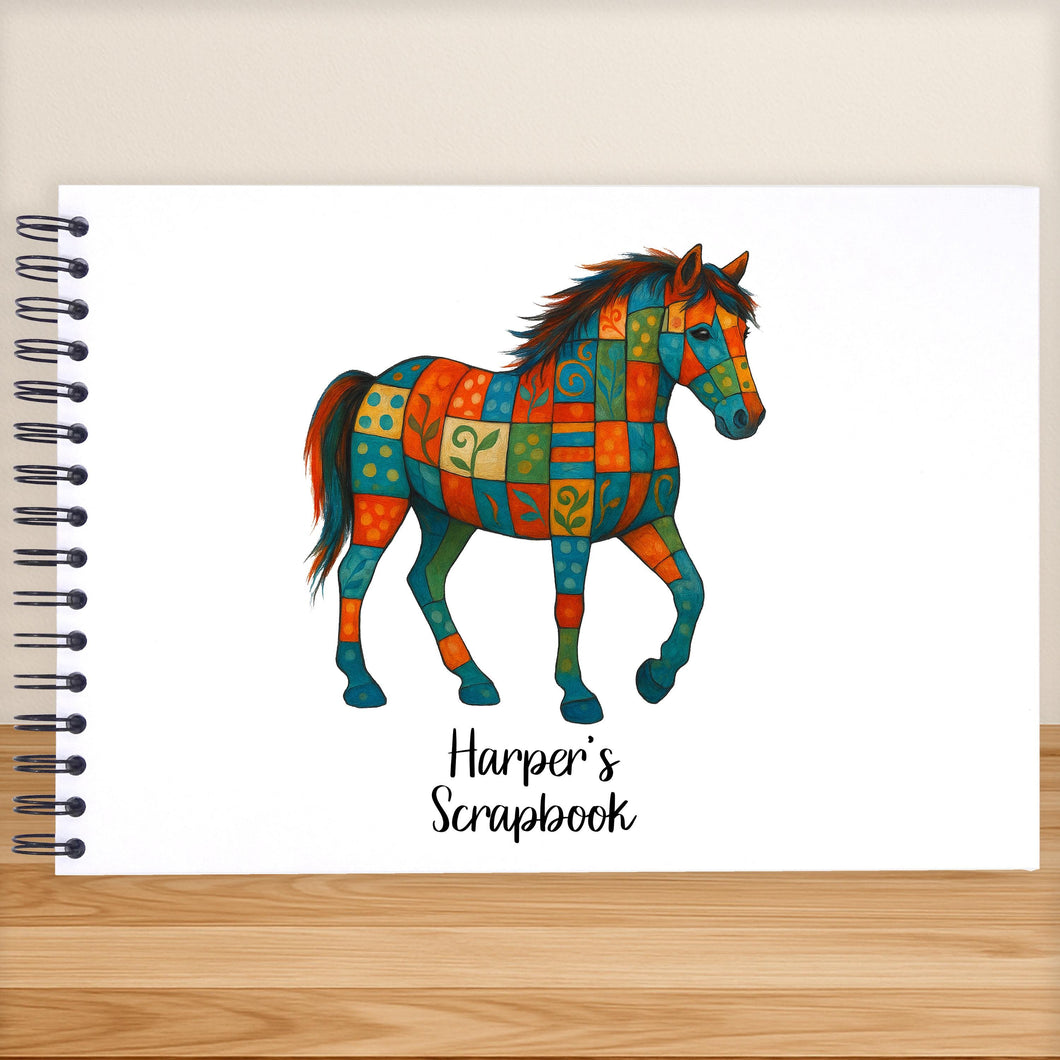 Personalised Equestrian Horse A5/A4/A3/Square Scrapbook, Photo Album, Memory Book, Guest Book, Wedding, Birthday, Colourful Pony