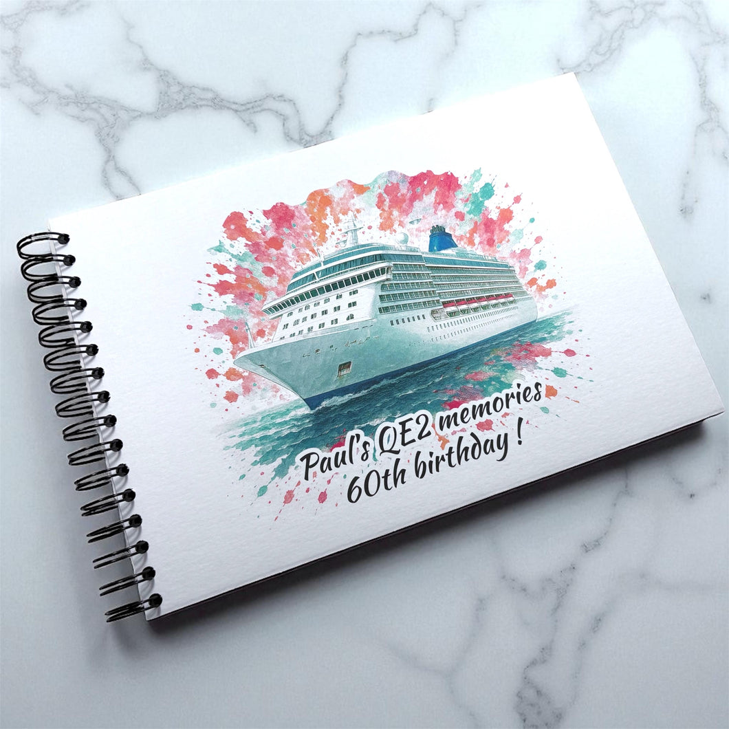 Personalised Splash Cruise Ship A5/A4/A3/Square Scrapbook, Photo Album, Guest Book, Memory Book