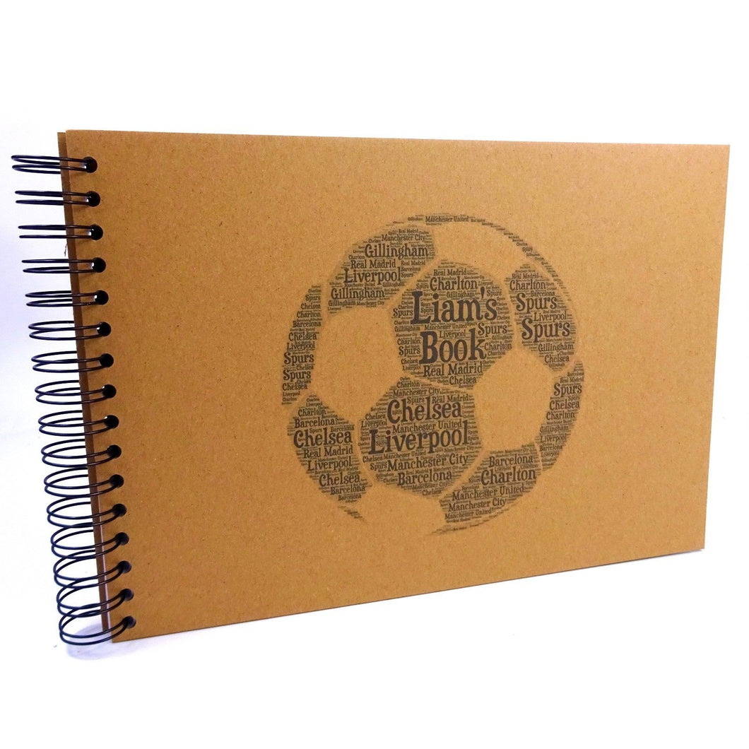 Personalised A3/A4/A5/SQ Word Football Scrapbook, Photo Album, Typography Cloud