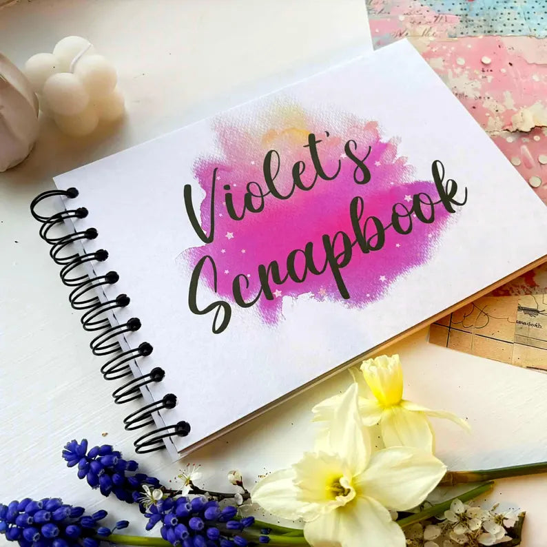 Personalised Pink Star Paint A3/A4/A5 Scrapbook, Photo Album, Guest Book, Memory Book
