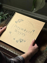 BIG Book 100 sheets, A3 Square Scrapbook Photo Album, Personalised Front Cover, Black Kraft Brown White Card Sheets