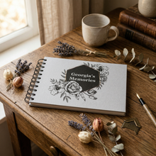 Personalised Black Flowers A3/A4/A5 Scrapbook, Photo Album, Guest Book, Memory Book, Event Gift