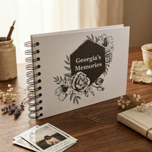 Personalised Black Flowers A3/A4/A5 Scrapbook, Photo Album, Guest Book, Memory Book, Event Gift