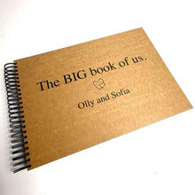 The BIG Book of Us, 200 Pages A3 Square Scrapbook Photo Album, Personalised Front Cover, Black Kraft Brown White Card Sheets