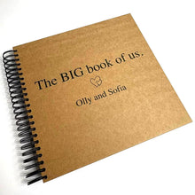 The BIG Book of Us, 200 Pages A3 Square Scrapbook Photo Album, Personalised Front Cover, Black Kraft Brown White Card Sheets