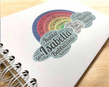 Personalised Rainbow and Cloud Word Art A3/A4/A5/Square, Scrapbook, Photo Album, Typography Cloud, Guestbook, School Leavers, Birthday