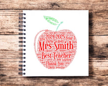 Personalised A3/A4/A5/Square Apple Teacher Gift Word Art, Scrapbook, Photo Album, Typography Cloud, Guestbook