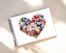 Personalised Multi Flowers Heart Colourful A3/A4/A5 Scrapbook, Photo Album, Guest Book, Memory Book, Special Gift