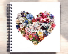 Personalised Multi Flowers Heart Colourful A3/A4/A5 Scrapbook, Photo Album, Guest Book, Memory Book, Special Gift