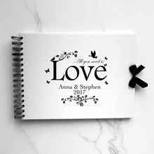 Personalised White Scrapbook A5 A4 All You Need is Love, Photo Album, Keepsake