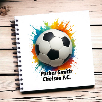 Personalised Splash Football A3/A4/A5 Scrapbook Photo Album, Children Memories, Journal, Soccer, Team, Club, Keepsake, Season, Youth