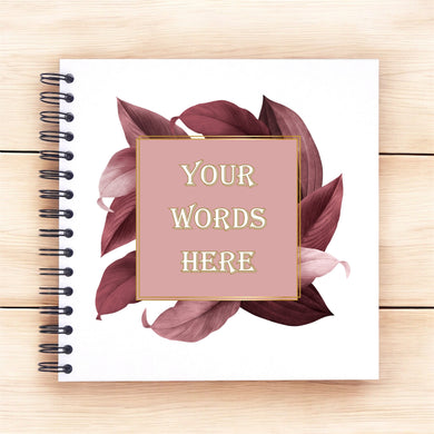 Personalised Pink Leaves Leaf Floral A5/A4/A3/Square Scrapbook, Photo Album, Guest Book, Memory Book