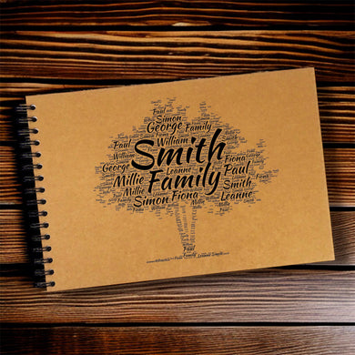Personalised A3/A4/A5/Square Family Tree Word Scrapbook, Photo Album, Typography, Wedding, Roots, History