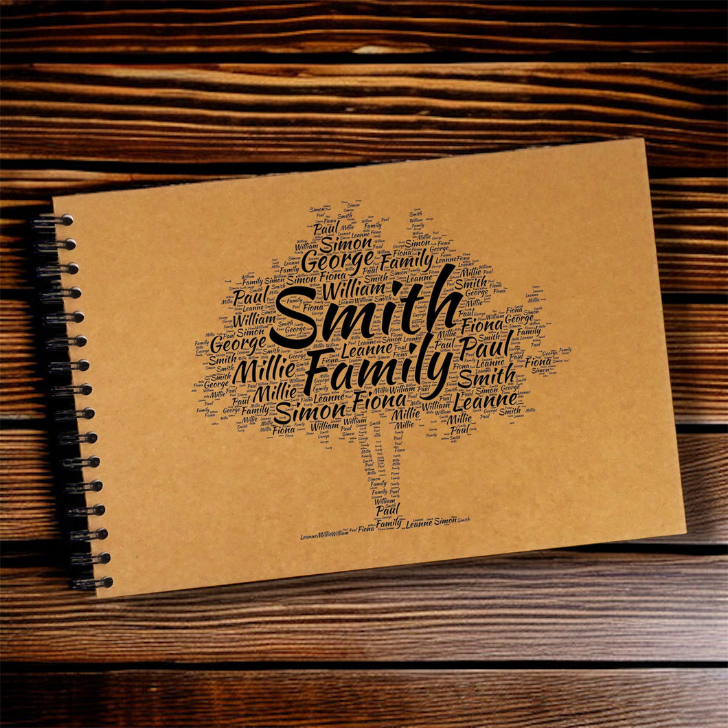 Personalised A3/A4/A5/Square Family Tree Word Scrapbook, Photo Album, Typography, Wedding, Roots, History